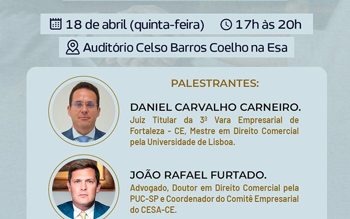 O evento contará com palestra de juiz e advogado cearenses que abordarão a experiência em Fortaleza
