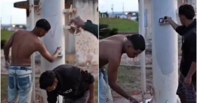 Polícia obriga membros de facção a apagar pichações do Comando Vermelho