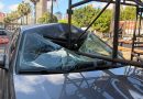 Carro colide com estrutura metálica montada para aniversário da PM na Avenida Marechal Castelo Branco