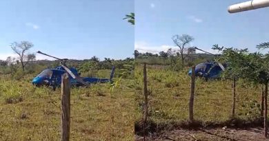 Helicóptero cai em quintal de residência na zona rural de José de Freitas e deixa seis feridos