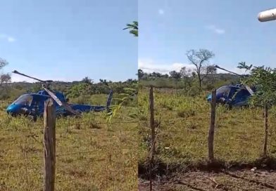 Helicóptero cai em quintal de residência na zona rural de José de Freitas e deixa seis feridos
