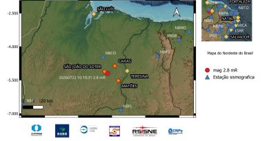 Tremor de terra de magnitude 2,8 é registrado em Caxias, no Maranhão, próximo ao Piauí