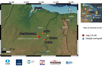 Tremor de terra de magnitude 2,8 é registrado em Caxias, no Maranhão, próximo ao Piauí